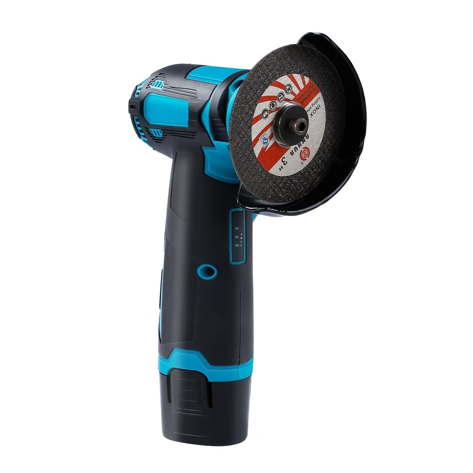 Cordless Angle Grinder 19500RPM, 12V Battery & 2 Cutting Discs for Metal, Stone,
