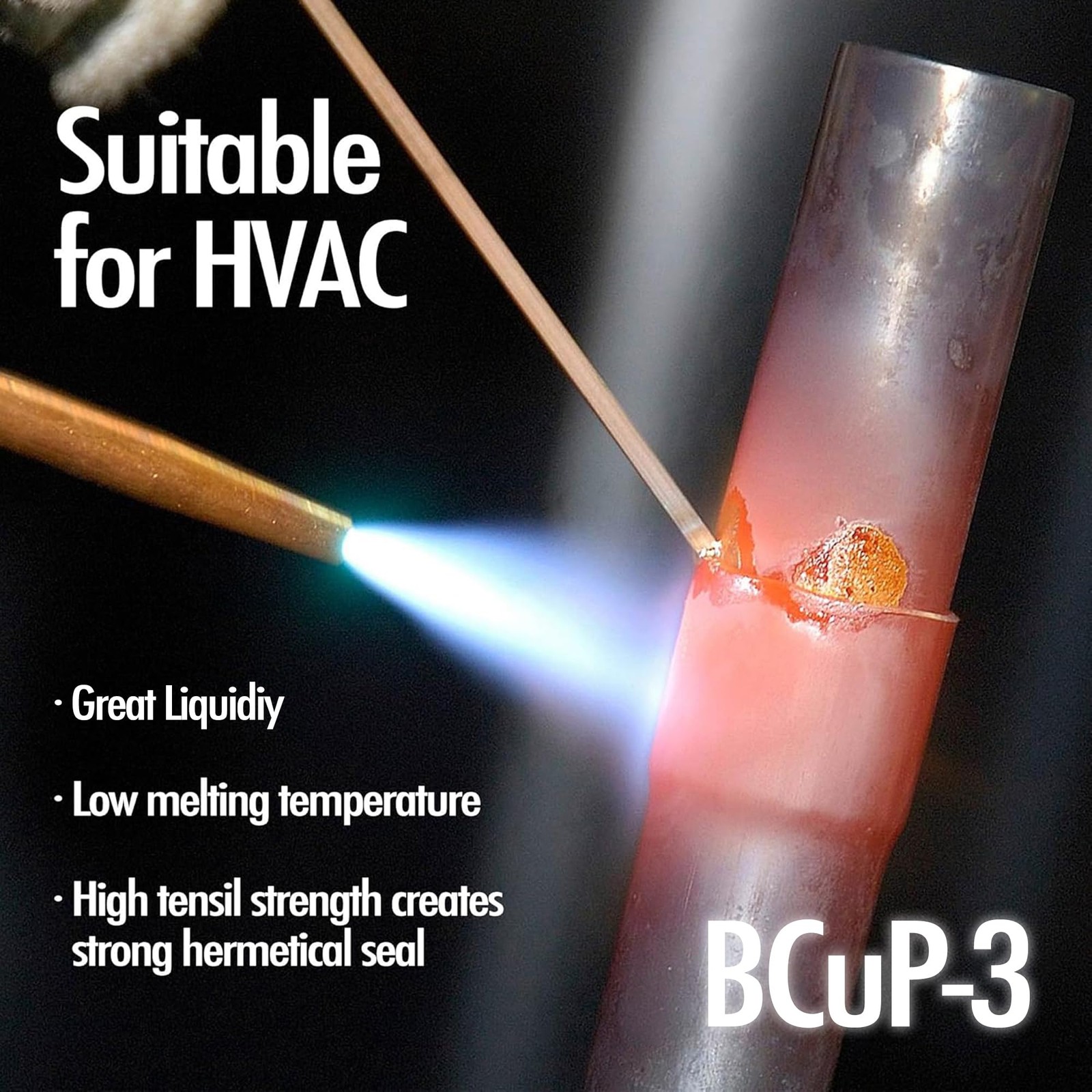 40 Sticks Brazing Rods Bcup-3 5% Silver Solder Phos Copper Brazing Alloys Fla…