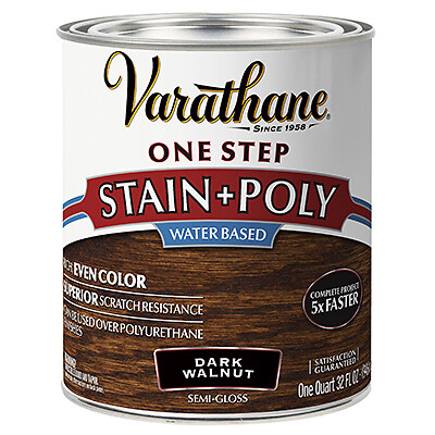 Varathane 337037 Stain & Polyurethane, Water-Based, Dark Walnut, 1-Qt. –