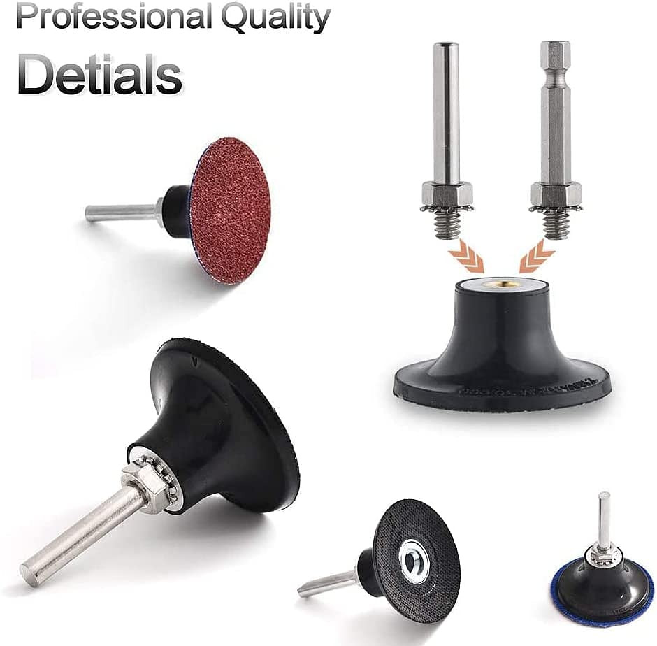9 Pack 2 Inch Versatile Die Grinder Attachment Kit Twist on Pad Holders, with 1/