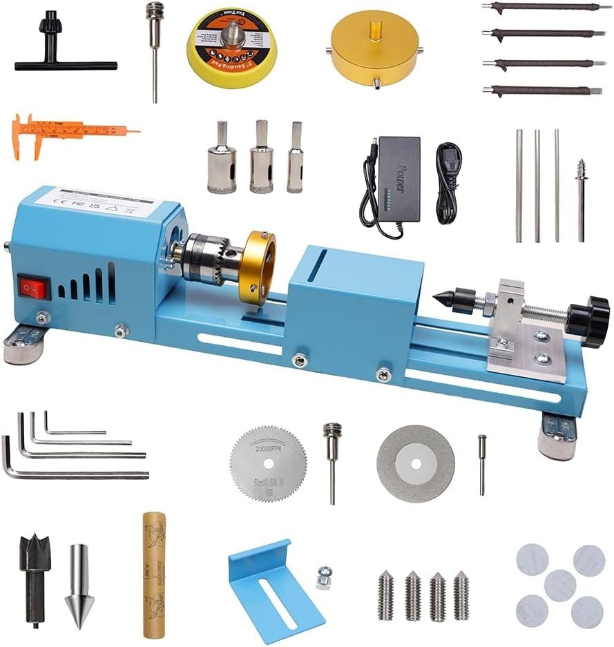 Portable Multi-Functional Wood Lathe with Complete Accessories – Easy to Use=/-^