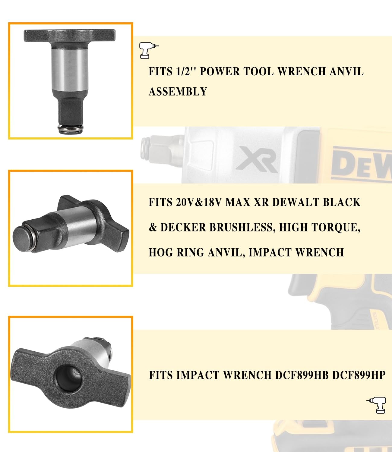 Impact Wrench Anvil Assembly 1/2 » Dewalt Black & Decker 18V 20V MAX XR DCF899HB