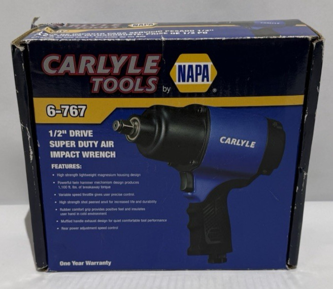 Napa Carlyle Tools 6-767 1/2&Prime; Drive Super Duty Air Impact Wrench – NEW OPEN BOX