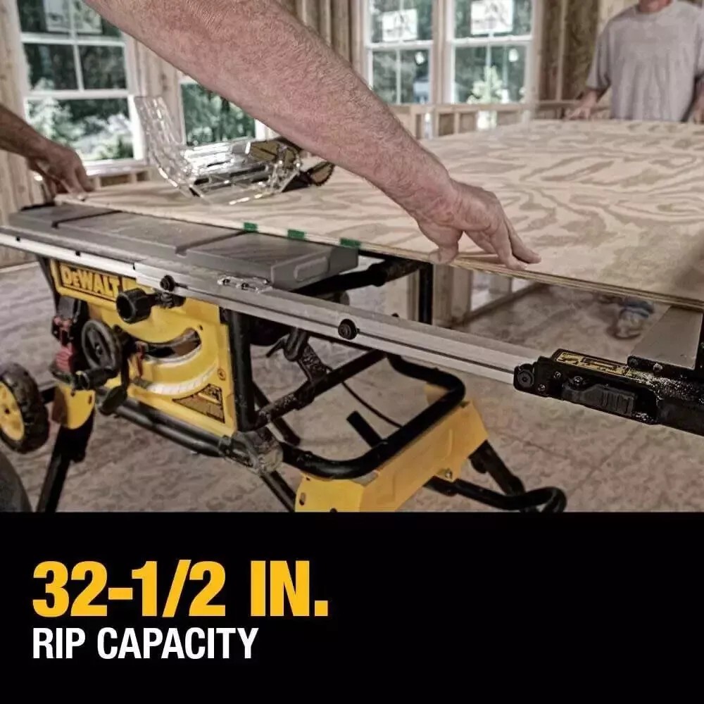 DEWALT DWE7491RS 10 in Jobsite Table Saw 32 1/2 in Rip Capacity & Rolling Stand