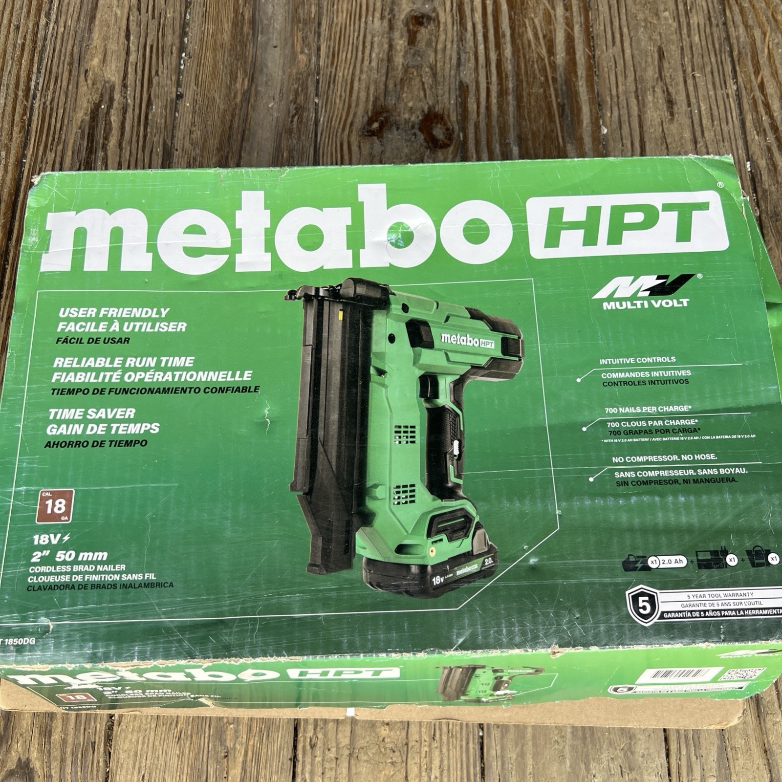 Metabo HPT NT1850DGM 18V MultiVolt 18 ga. Compact Brad Nailer Kit (2 Ah) New