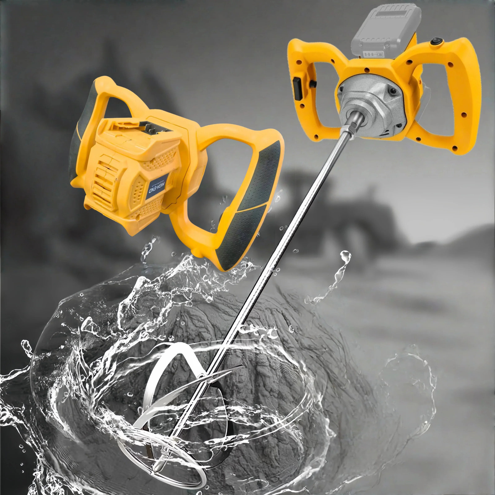 Cordless Earth Auger Drill 6 Speed Ice Auger Concrete Mixer Tool 20V Battery