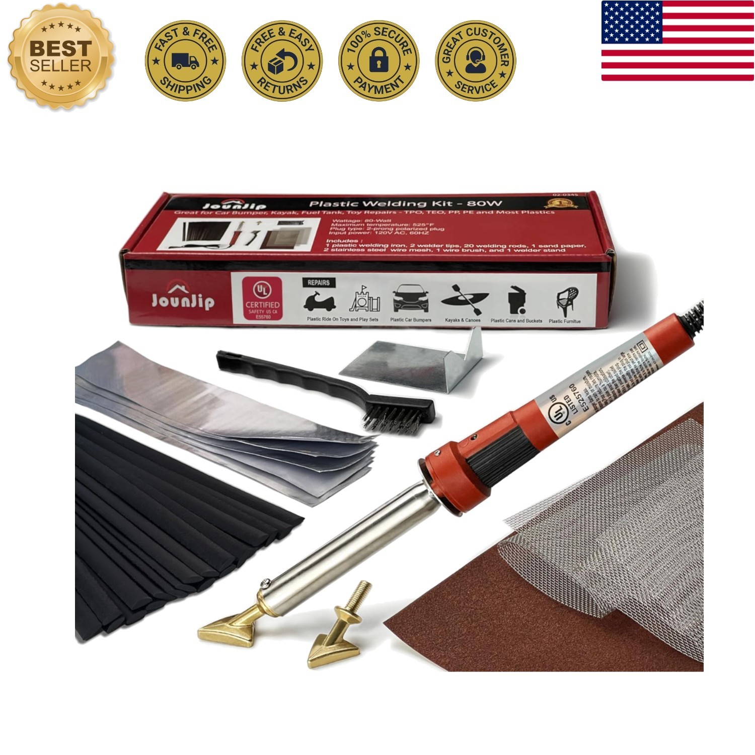 Standard Plastic Welding Repair Kit -Certified Plastic Welder 80W | Repairs C…