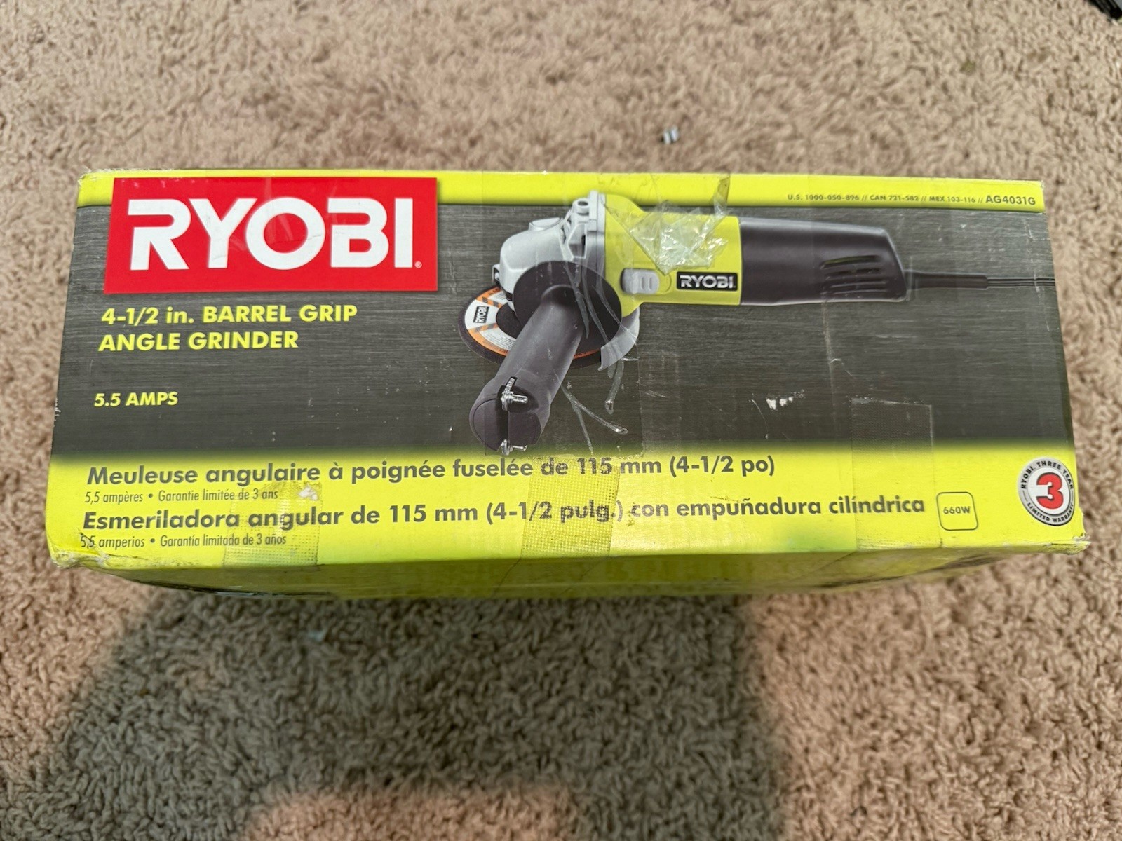 Ryobi AG4031G 5.5A Corded 4-1/2 inch Angle Grinder