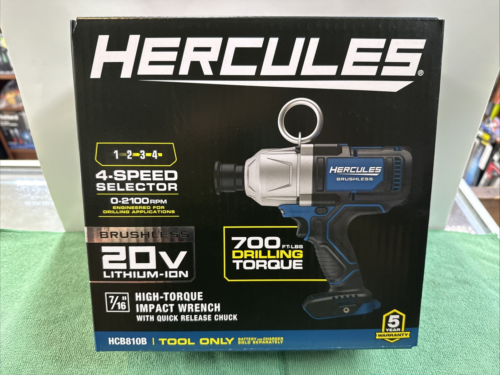 NEW HERCULES, 7/16&Prime; HIGH TORQUE IMPACT WRENCH, 20V 700FT-LB, – TOOL ONLY