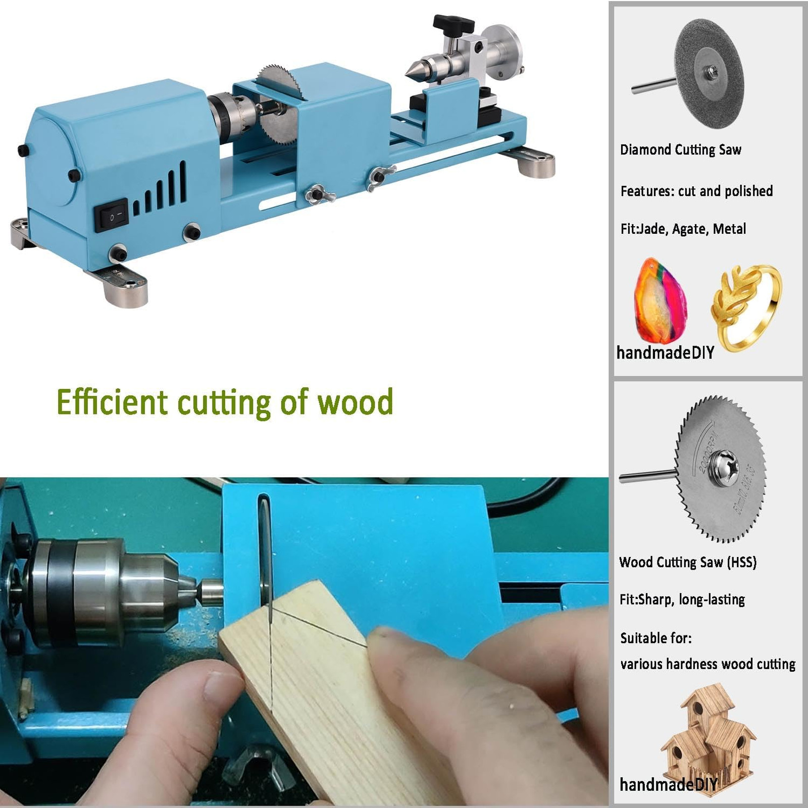 Mini Woodworking Lathe Machine Multi Purpose Small Model Turned Grinder