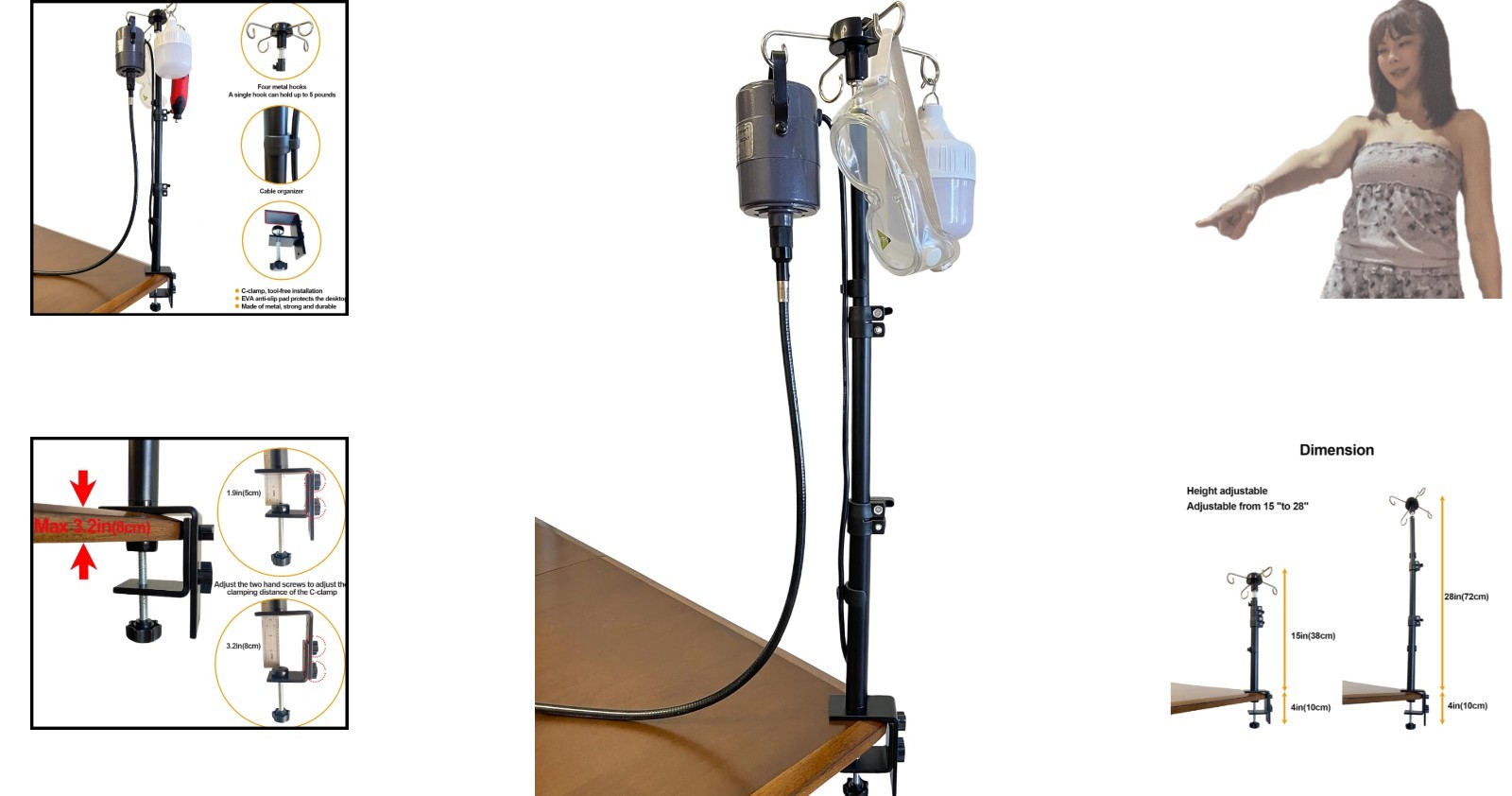 Durable Tool-Free Rotary Tool Stand with Adjustable Height and Cable Management