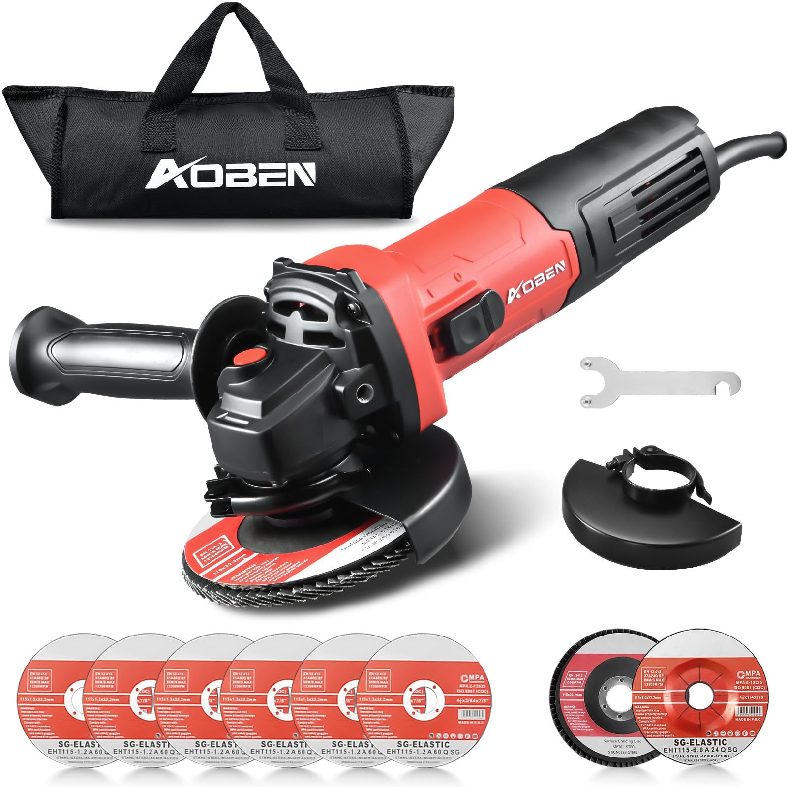 900W Angle Grinder 4-1/2 inch | 7.5Amp, 11000 RPM Corded Electric Grinder Too…