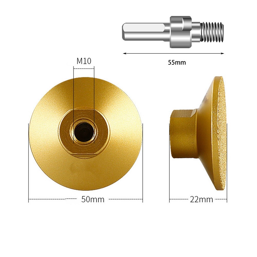 M10 Thread Brazed Flat Grinding Wheel 50mm Diamond Head for Concrete and Quartz