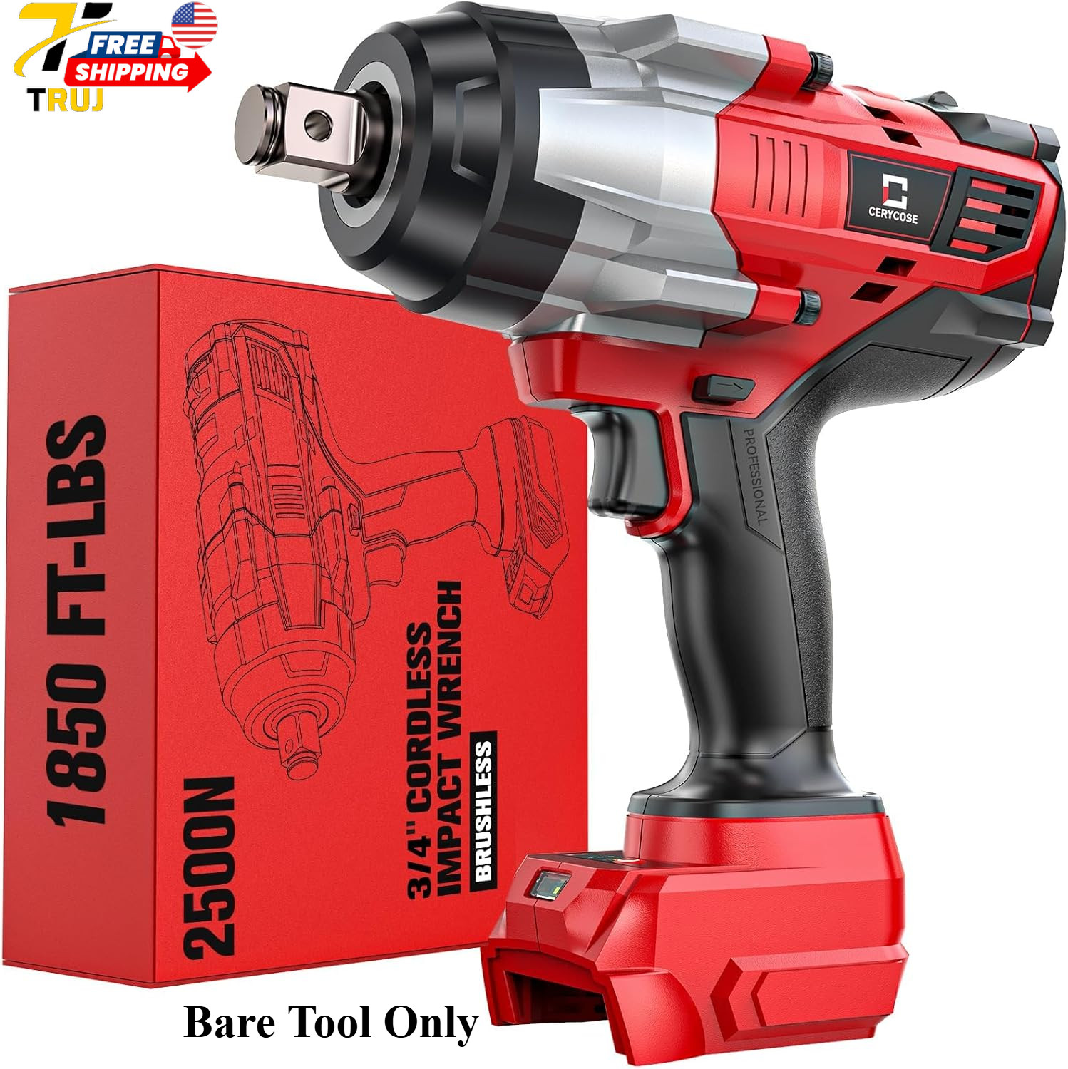 Cordless Impact Wrench 3/4 inch Compatible with Milwaukee Battery 1850ft lbs
