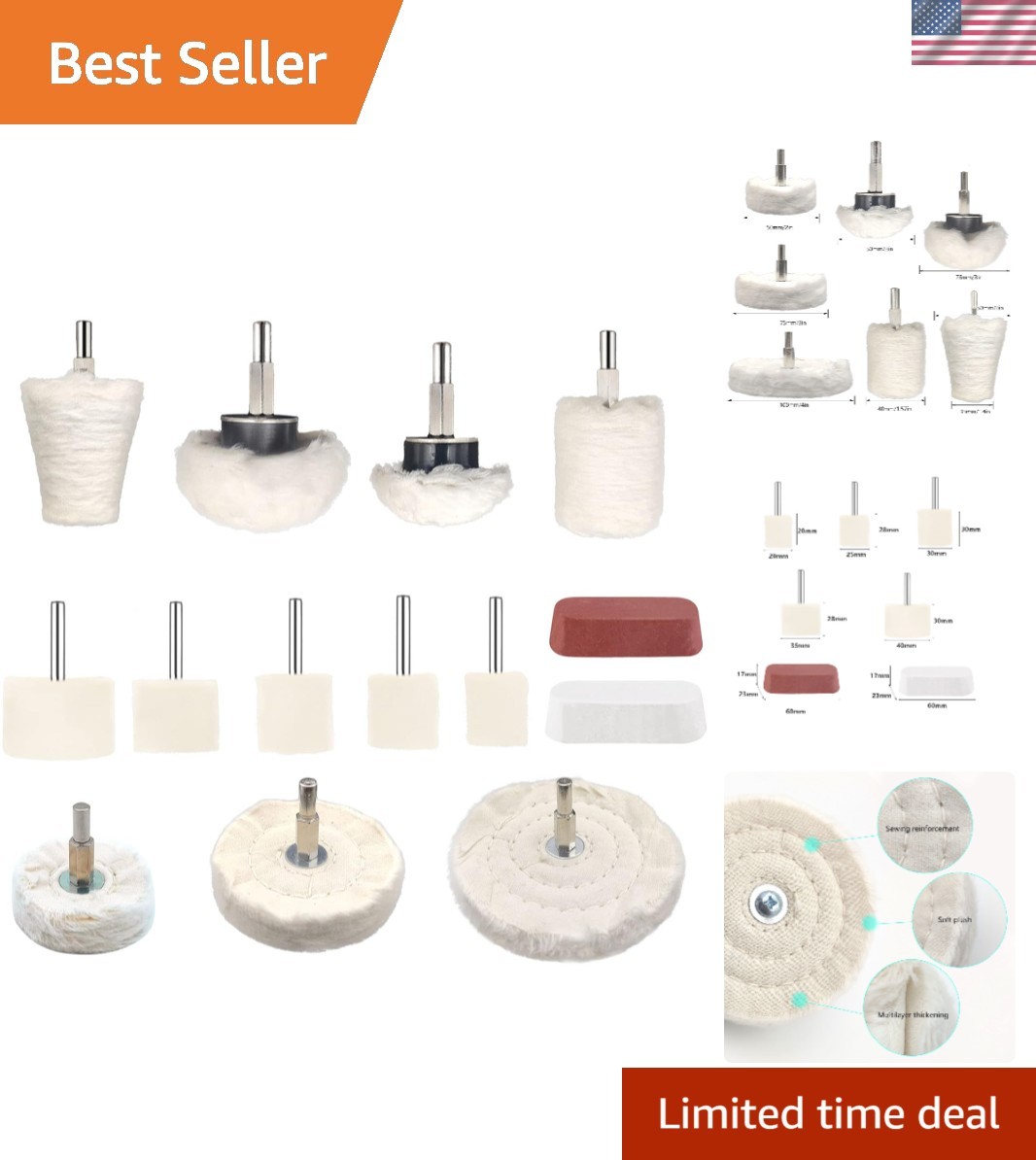 Professional Buffing Pad Set: 14-Pc Polishing Kit for Glass & Metal Finishes