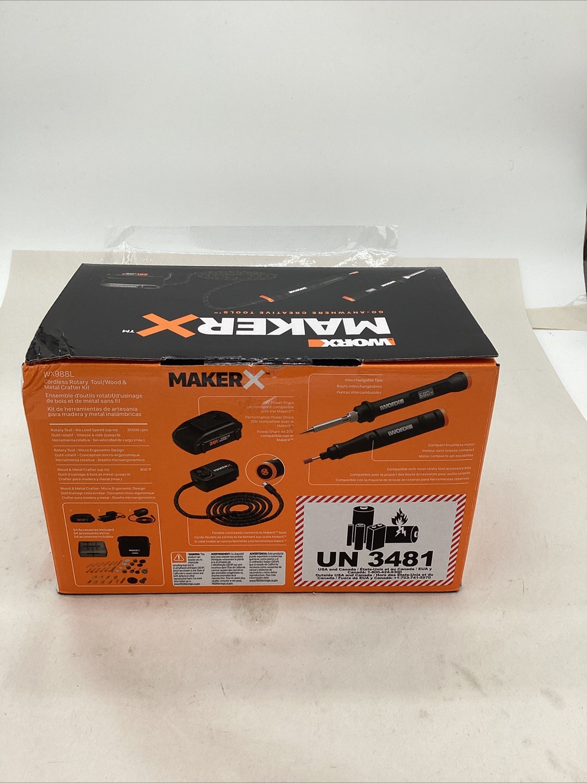 WX988L WORX 20V 2 PC MAKERX Combo: Rotary Tool + Wood/Metal Crafter