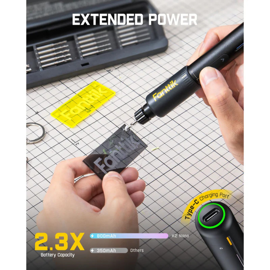 Fanttik K2 Nano 3.7V Precision Power Drill – 20 Bits, 800mAh Rechargeable Kit