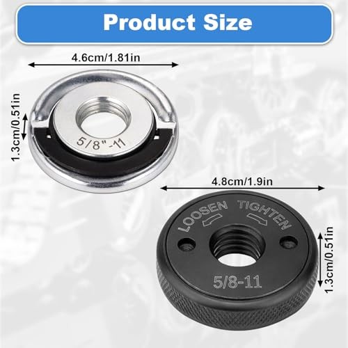 2pcs 5/8&Prime;-11 Angle Grinder Flange Nuts, Quick Release D-Ring Lock Nut &