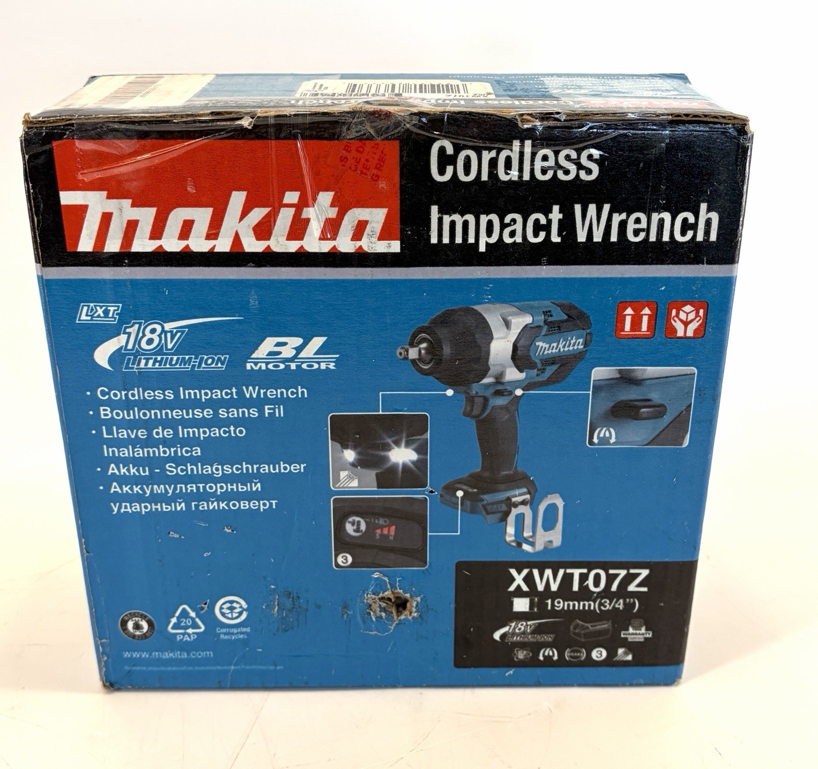 Makita 18V LXT 3/4 in Cordless Impact Wrench High Torque Square Drive XWT07Z