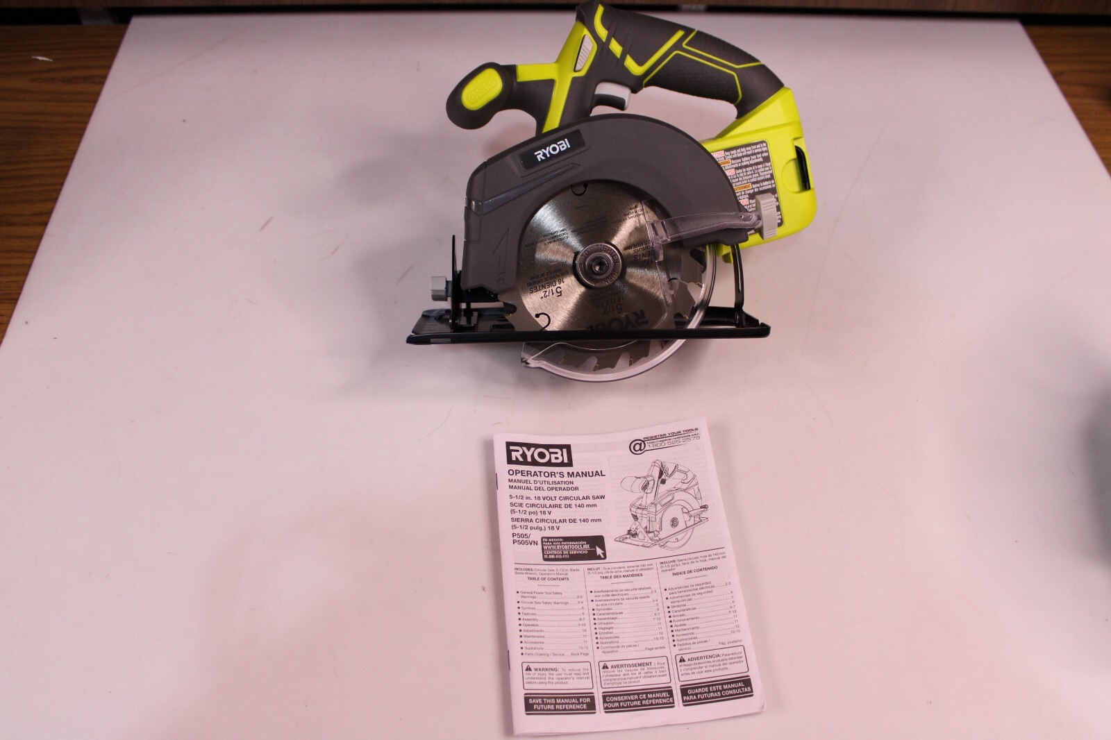 New Ryobi P505 P505VN One+ 18V Cordless 5-1/2&Prime; Circular Saw Tool Only