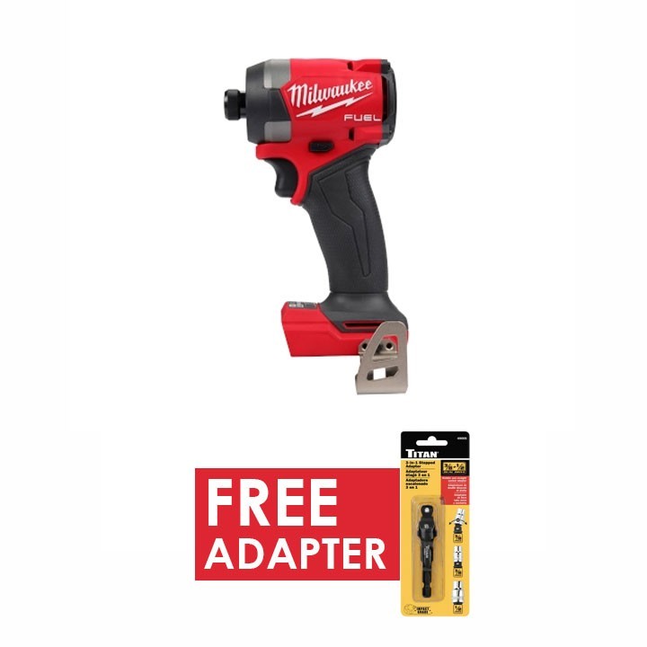 Milwaukee M18 Fuel 1/4&Prime; Hex Impact Driver + FREE Titan Adapter 3/8&Prime; + 1/2&Prime; Drive