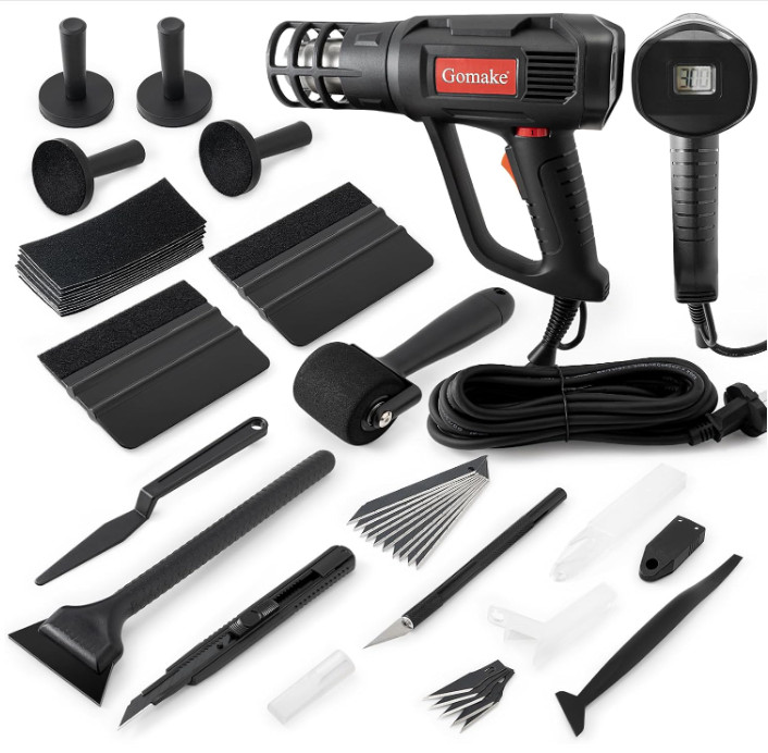 Kit vinilo auto con pistola calor, espátulas y cortador para wrapping