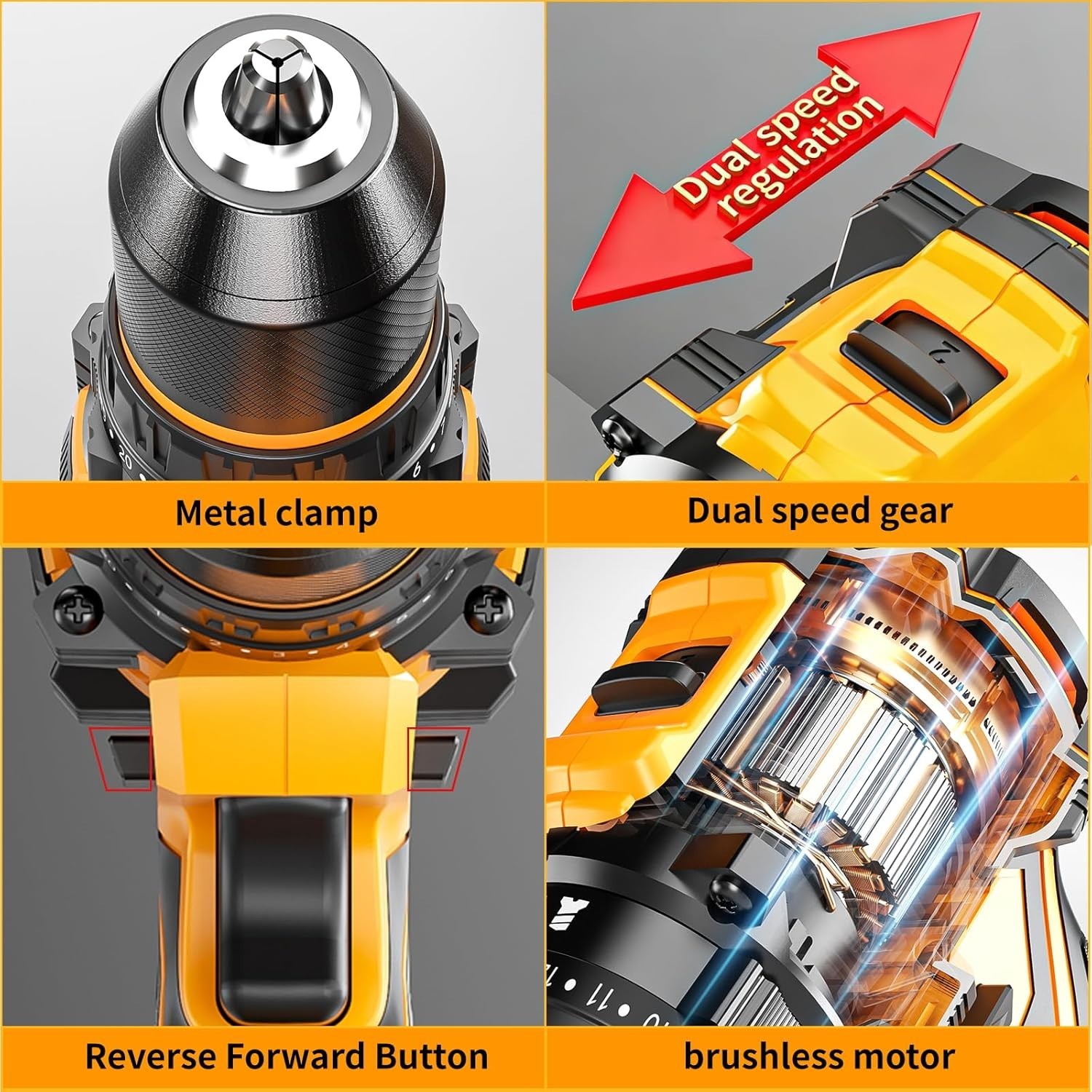 High-Performance 20V Cordless Drill with Brushless Motor & Extra Batteries