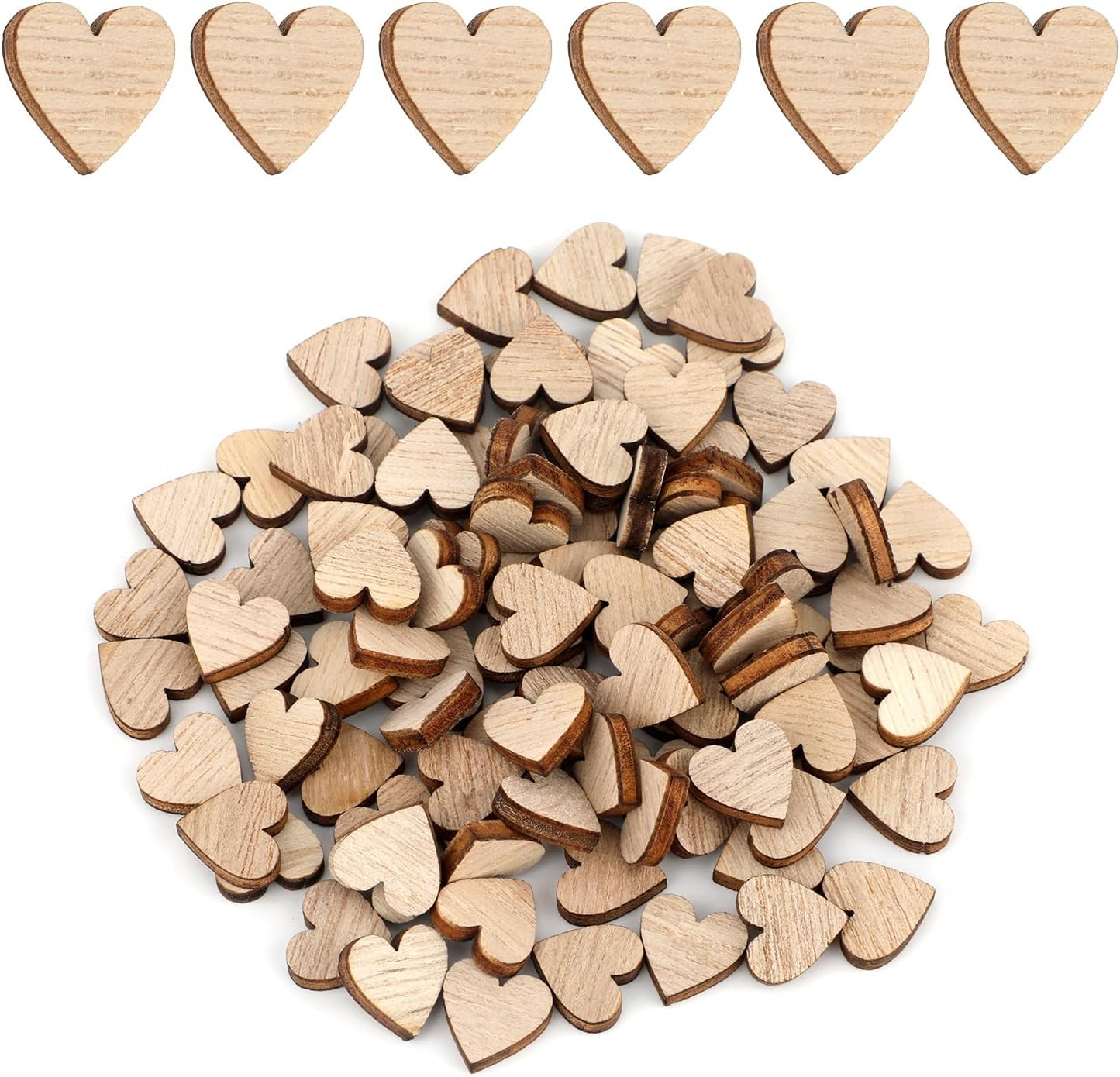 100 Mini Heart Ornaments – Unfinished Small Wooden Hearts for Crafts, Wedding…