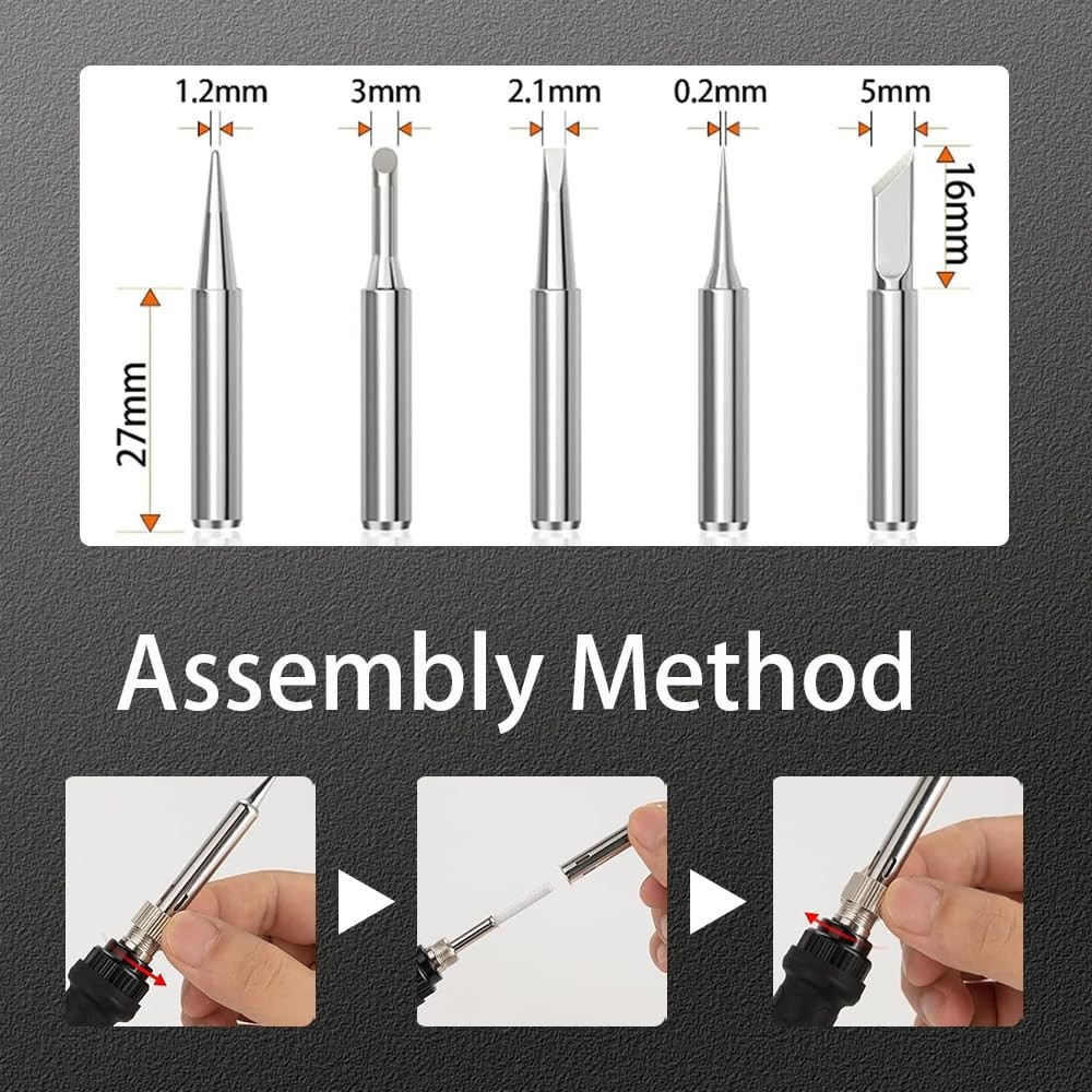 80W Adjustable Temperature Soldering Iron Kit – LCD Display, 5 Tips, Desoldering