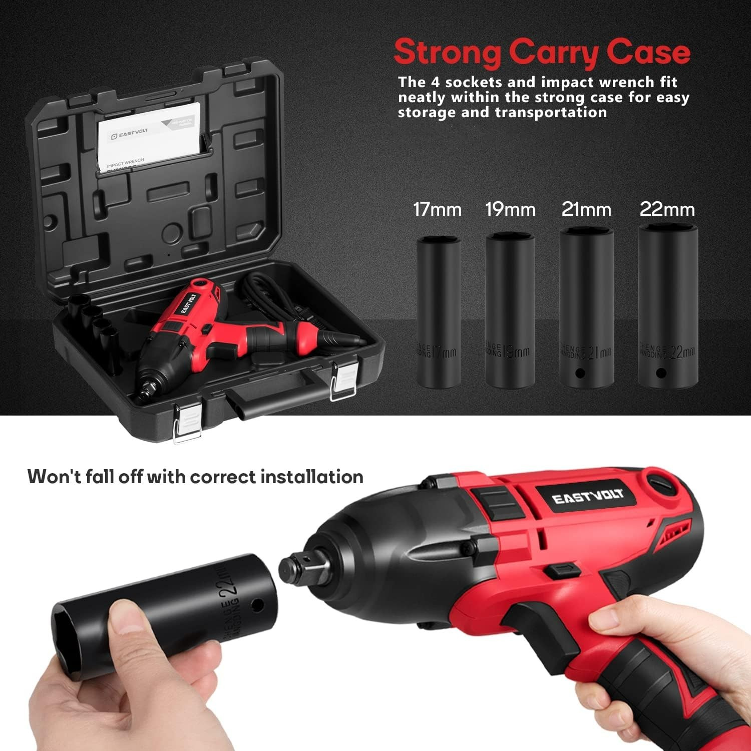 800W Electric Impact Wrench, Heavy Duty 7.5 Amp Corded Max Torque 450 Ft-lbs …