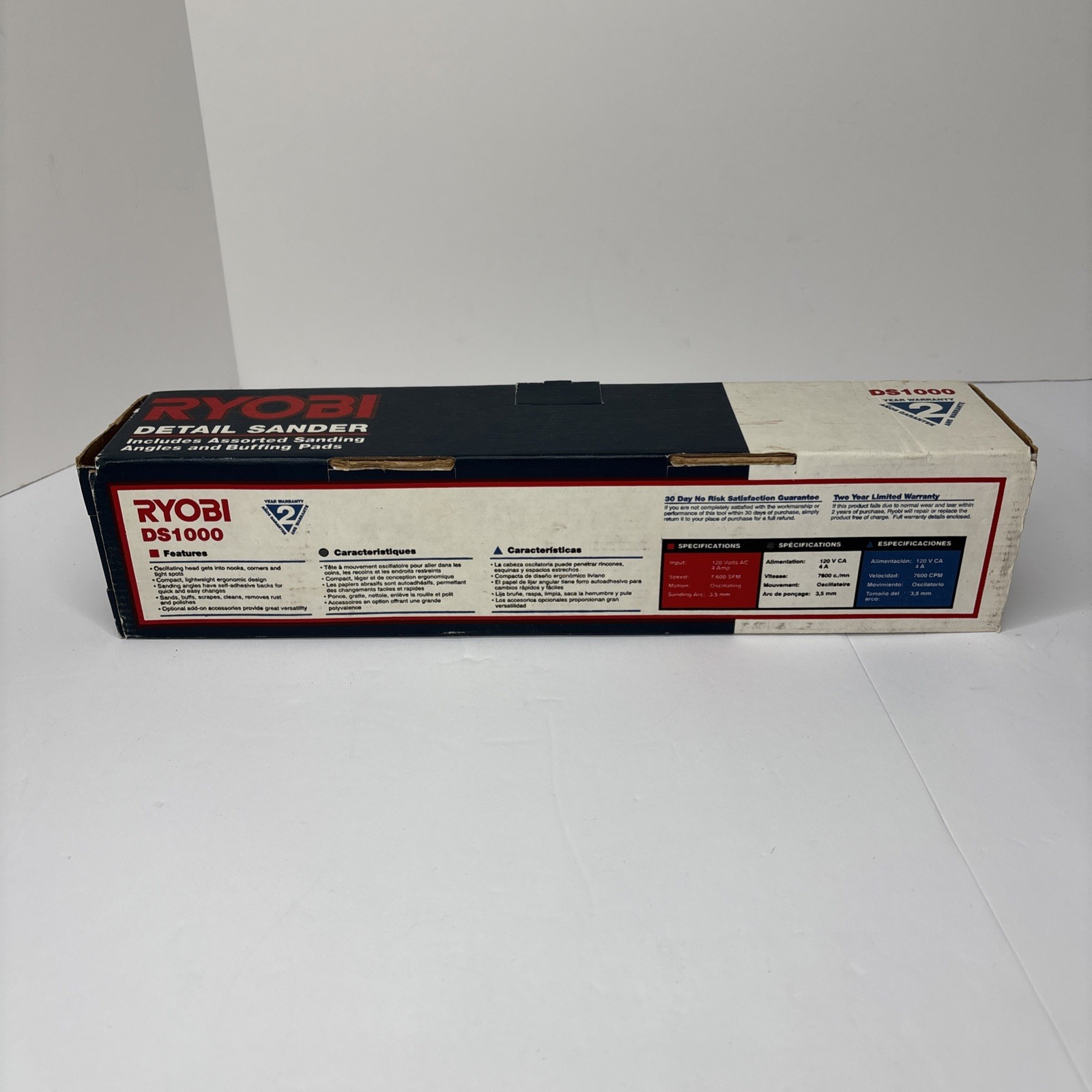 Ryobi DS-1000 Detail Sander In Original Box w/Pads Tested & Working