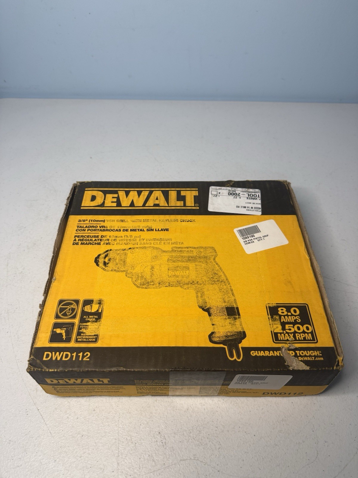 DEWALT DWD112 3/8&Prime; VSR Corded Electric Pistol Grip Drill Metal Keyless Chuck