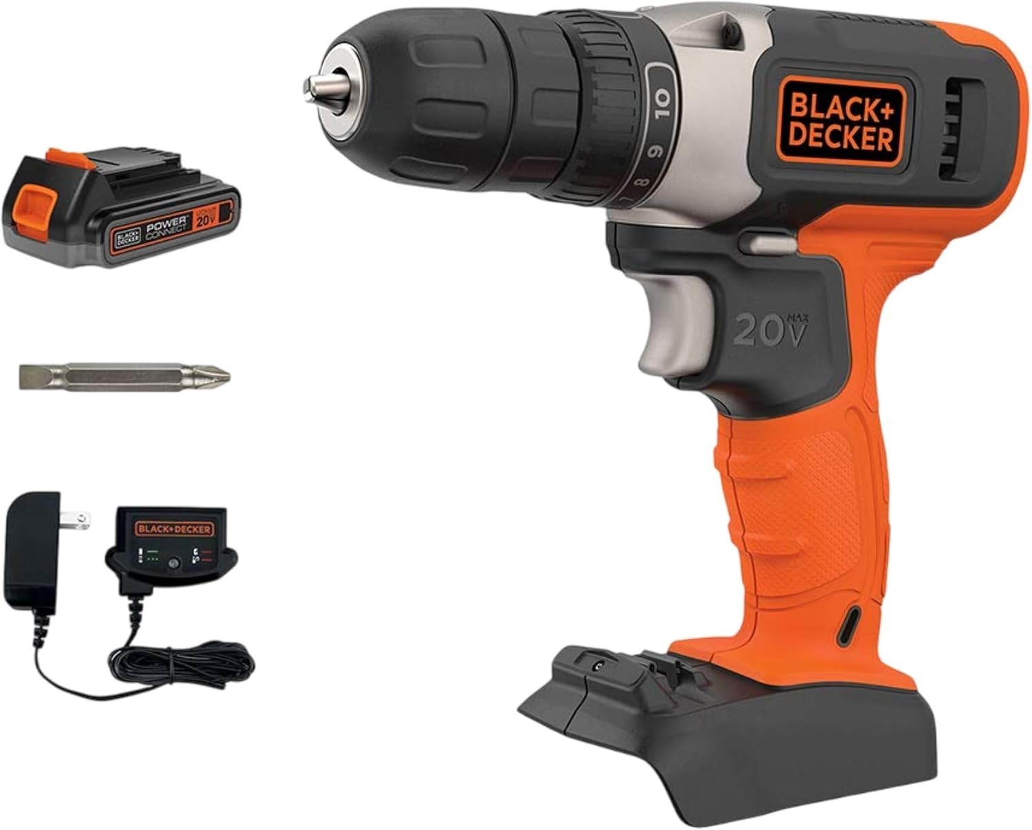 20V MAX Cordless Drill Kit W/ ‎Battery Charger Includes Double Sided Drill Bit