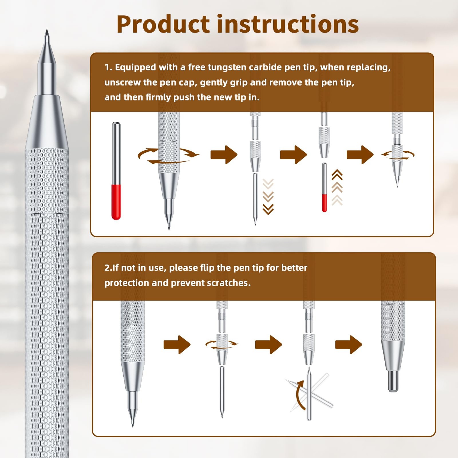 GCHMDE 2-Pack Tungsten Carbide Scriber, Metal Scribe 15 Count (Pack of 2)