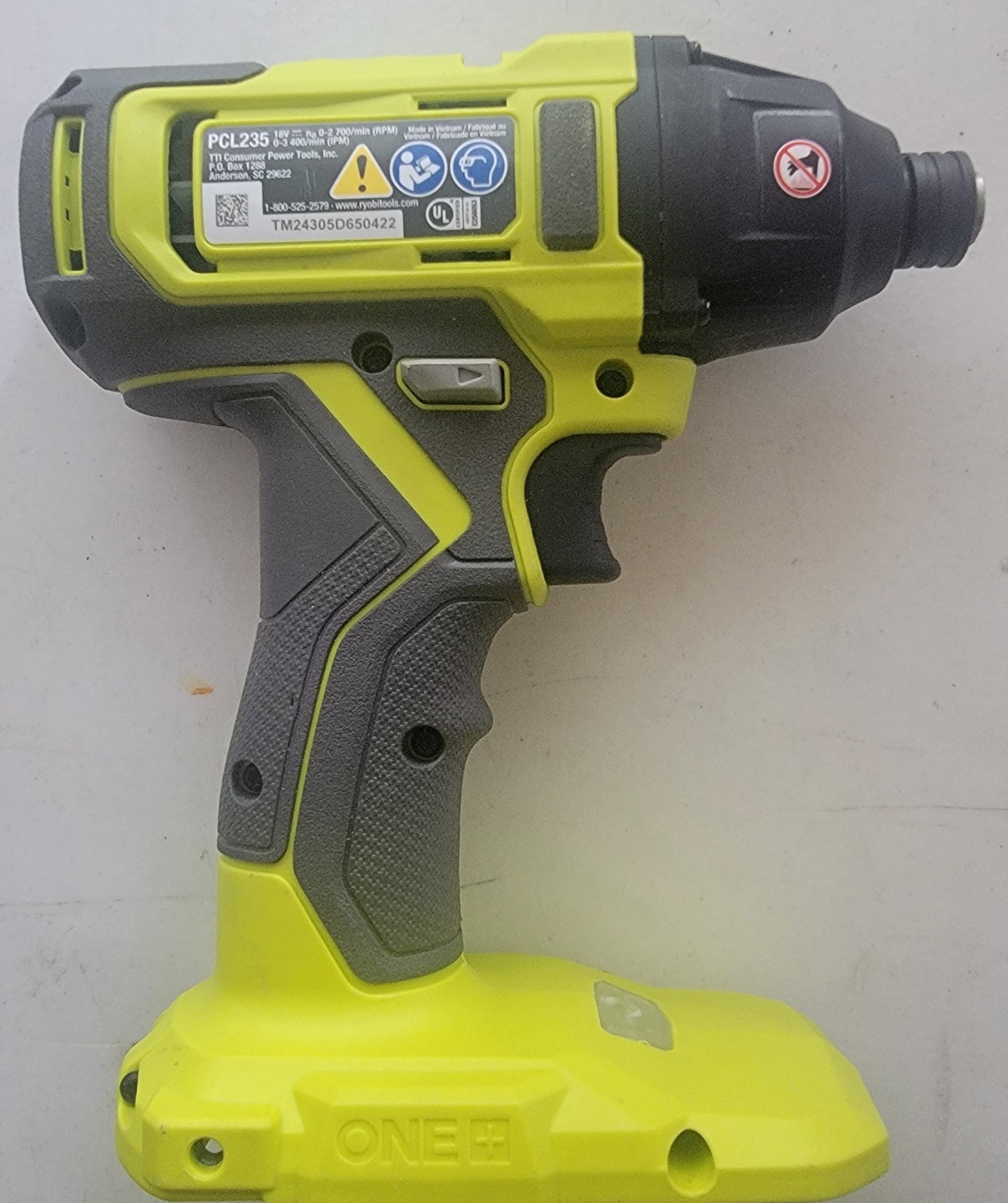 Ryobi PCL235 18V Compact Impact Driver 1/4 in Chuck 0-2,700 RPM Battery Powered