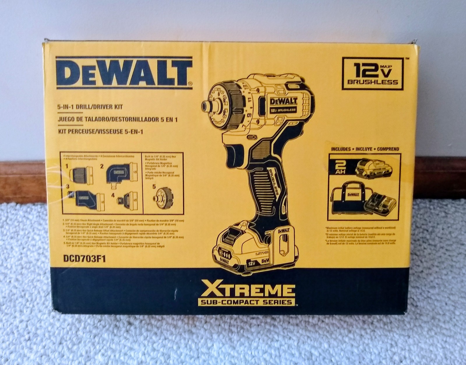 NEW DEWALT 5 IN 1 DRILL DRIVER 12V BRUSHLESS KIT BATTERY & CHARGER FREE SHIP