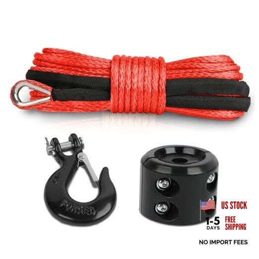 Synthetic Winch Rope, 1/4 » x 50ft 10,000LBS Synthetic Winch Line with Winch