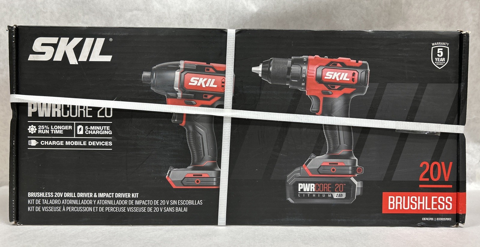 Skil 20Volt 2-tool Brushless Power Tool Combo Kit 1 Battery & Charger CB 743701
