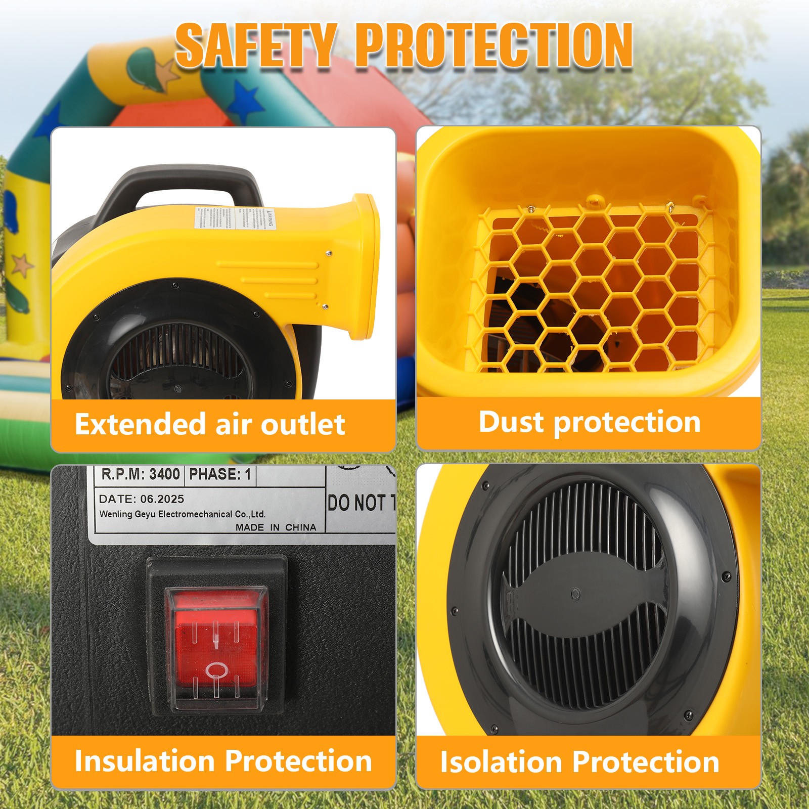 1500W 2 HP Outdoor Commercial Air Blower Fan Inflatable Bounce House Portable