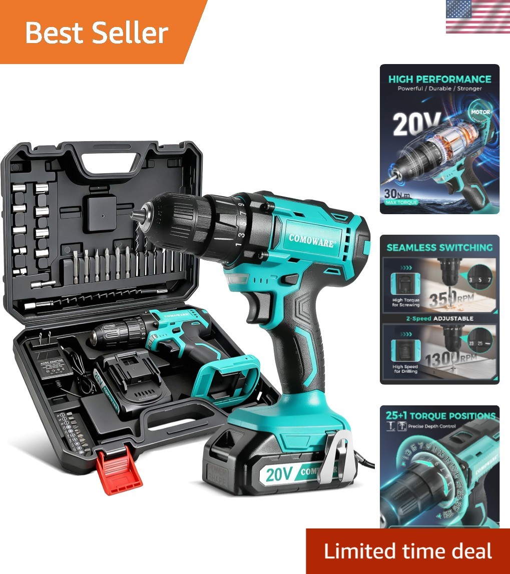 All-in-One Electric Drill with Quick Charge & 34 Accessories – Smooth Operation