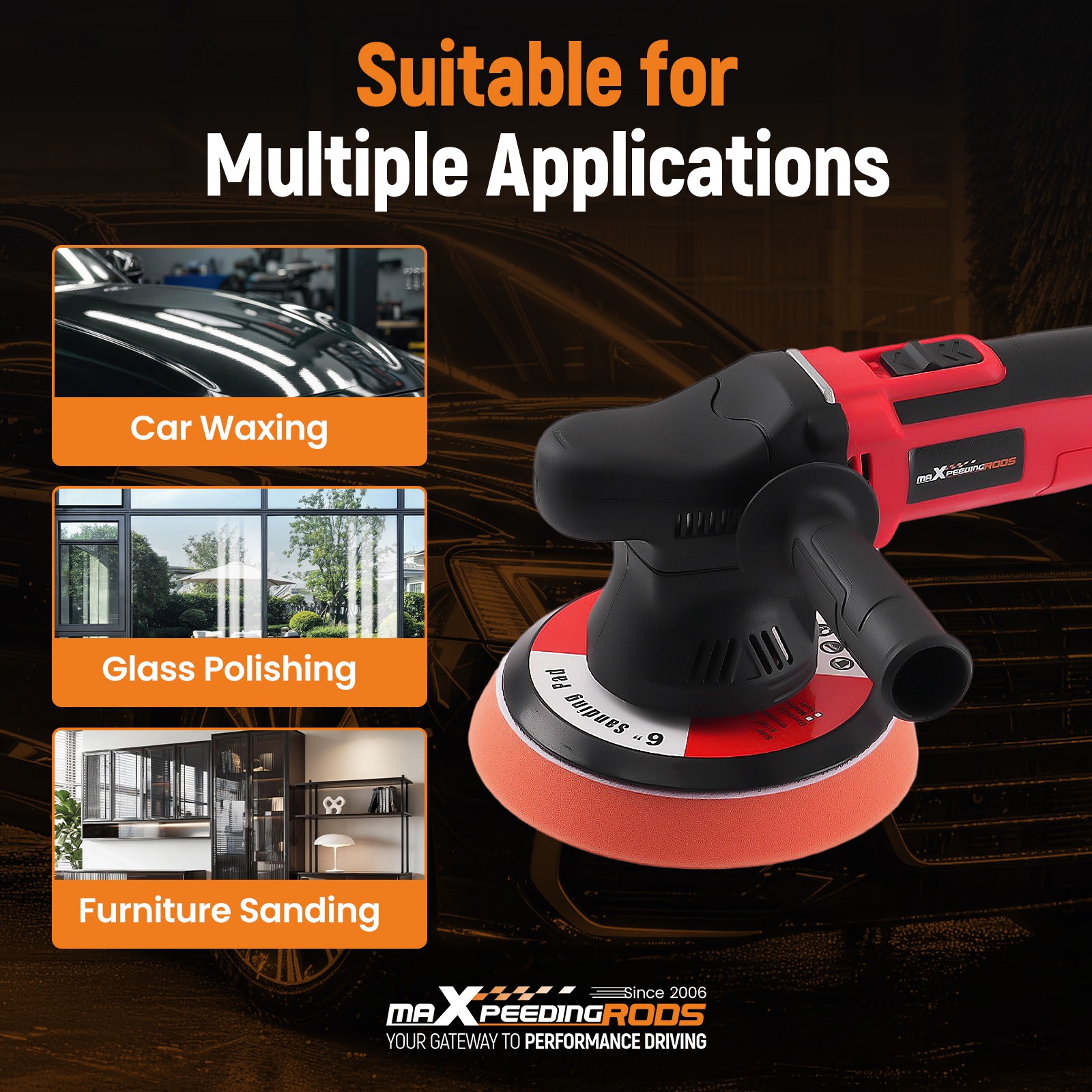 650W Car Buffer Polisher DA 6&Prime; Pad 110V 2000-6400RPM Detailing Machine Kit