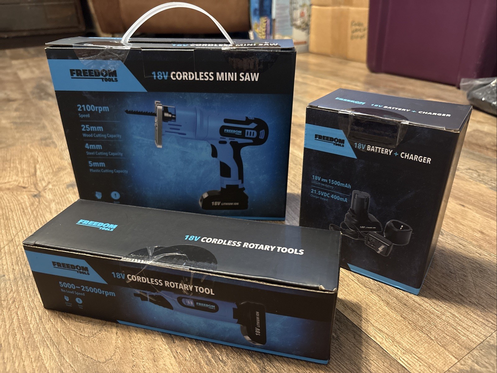 NIB Freedom Tools 3pc Lot 18v Cordless Mini Saw Rotary Tool & Battery & Charger