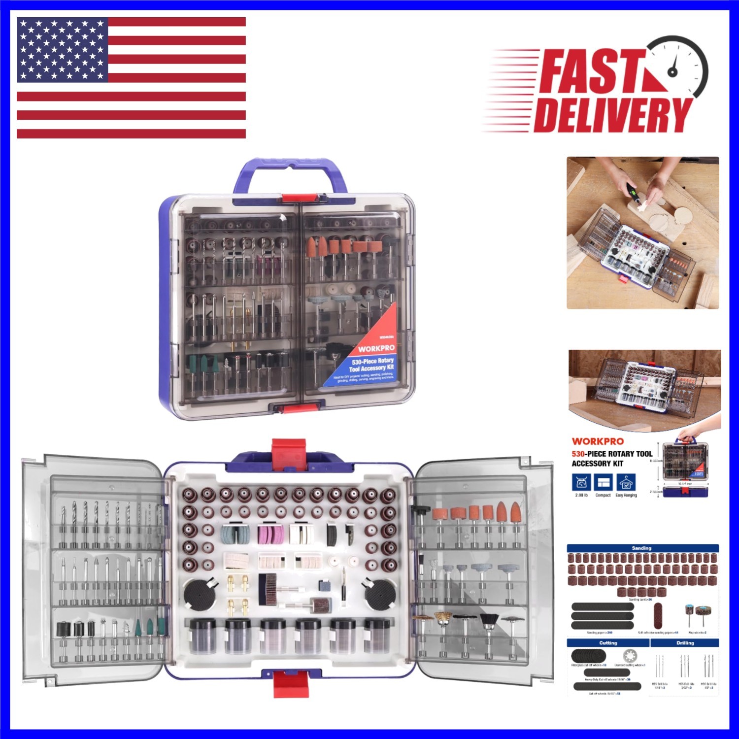 Comprehensive 530-Piece Rotary Accessory Set for Grinding, Cutting & Polishing