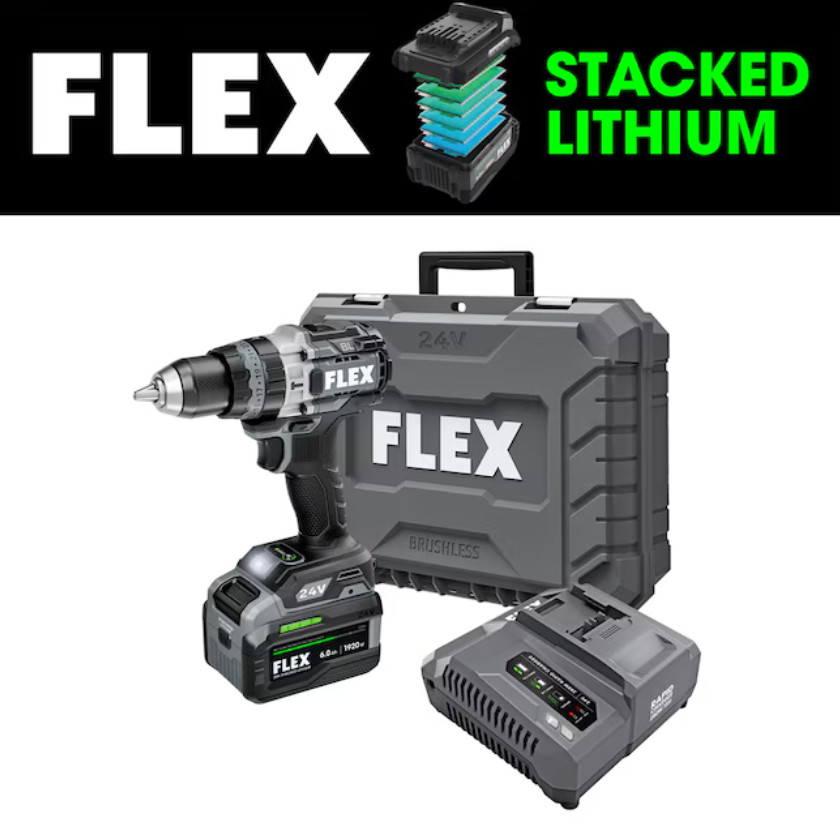 FLEX 1/2&Prime; 24V Variable Speed Brushless Cordless Hammer Drill w/Battery & Charger