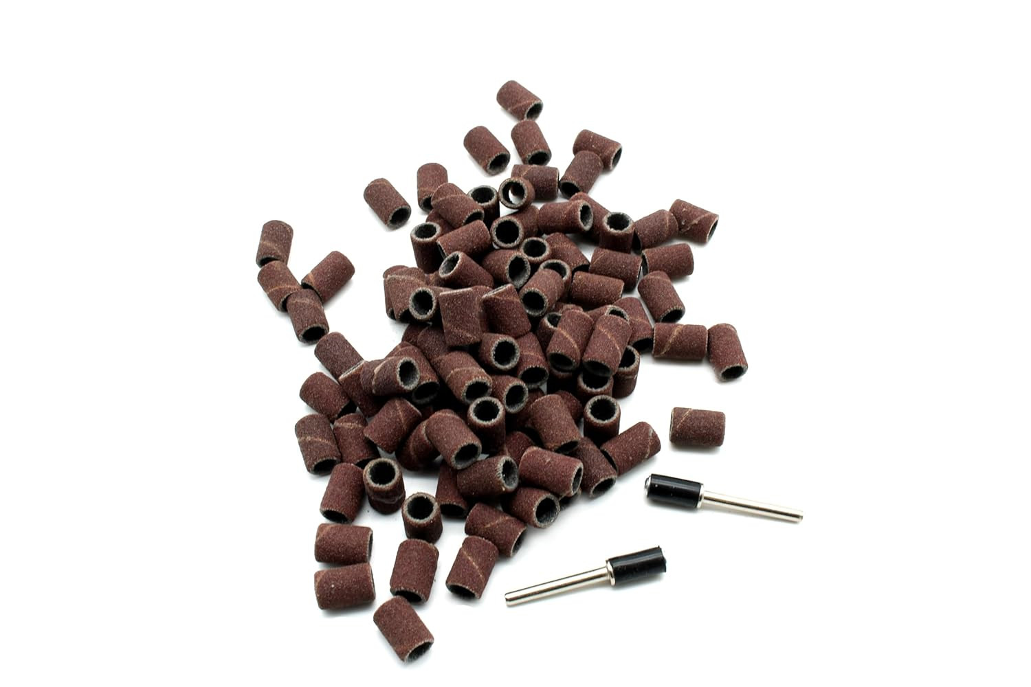 100 Pc 1/4 Inch Sand Drum Grit 60 Coarse with 2 Pc 1/8 Inch Mandrel for Dremel R