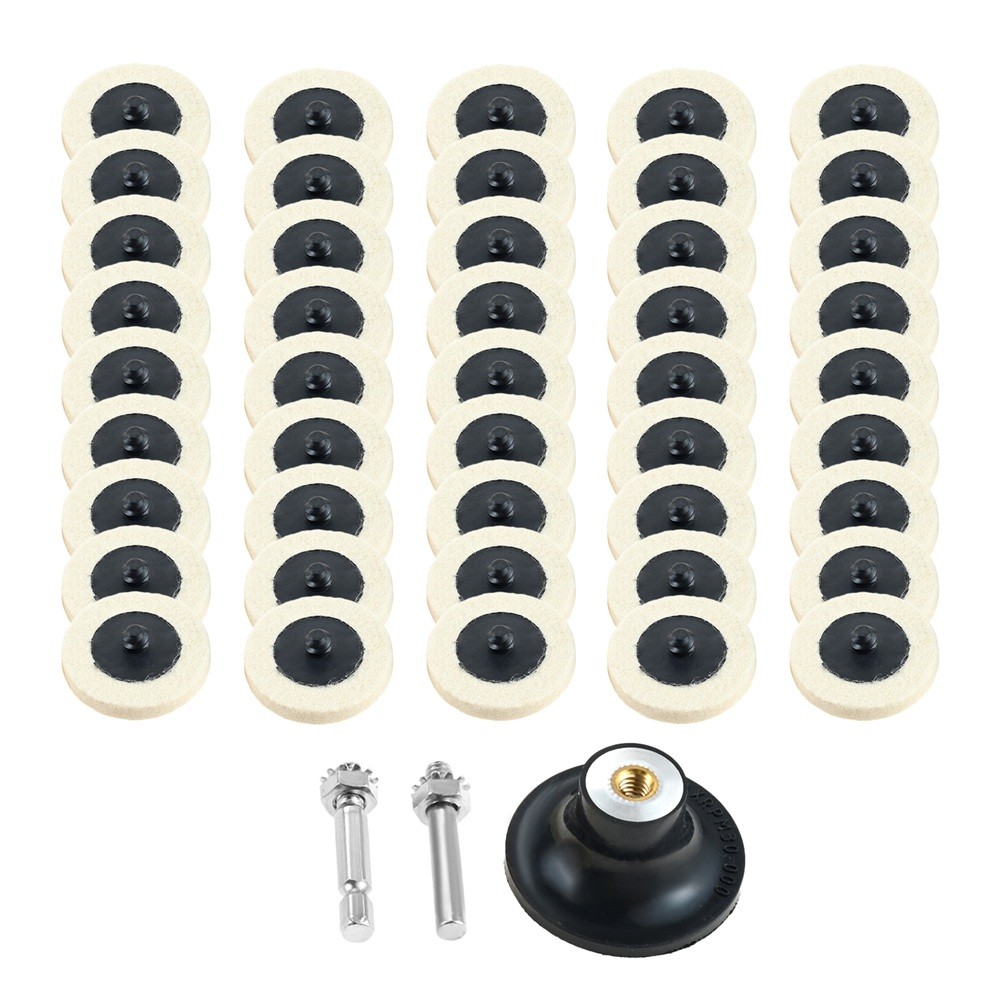48Pcs 2 Inch Compressed Wool Polishing Wheels Buffing Pads Kit For Metal