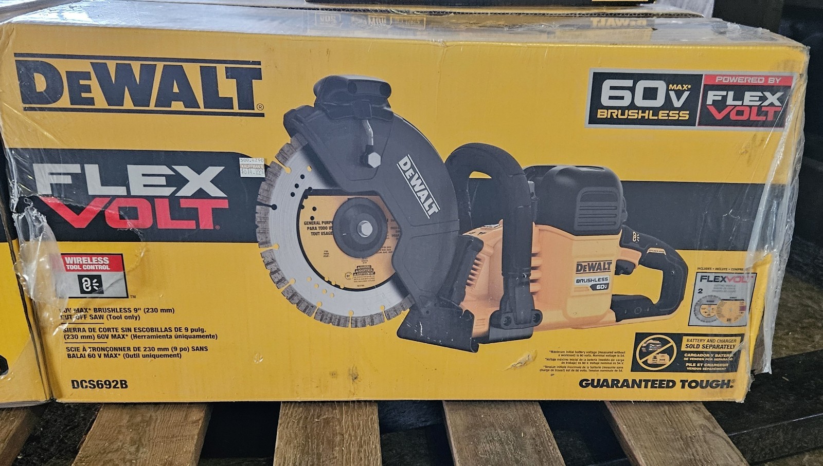 DEWALT DCS692B 60V Max Brushless 9-inch Cordless Saw Tool Only concrete/ cutoff