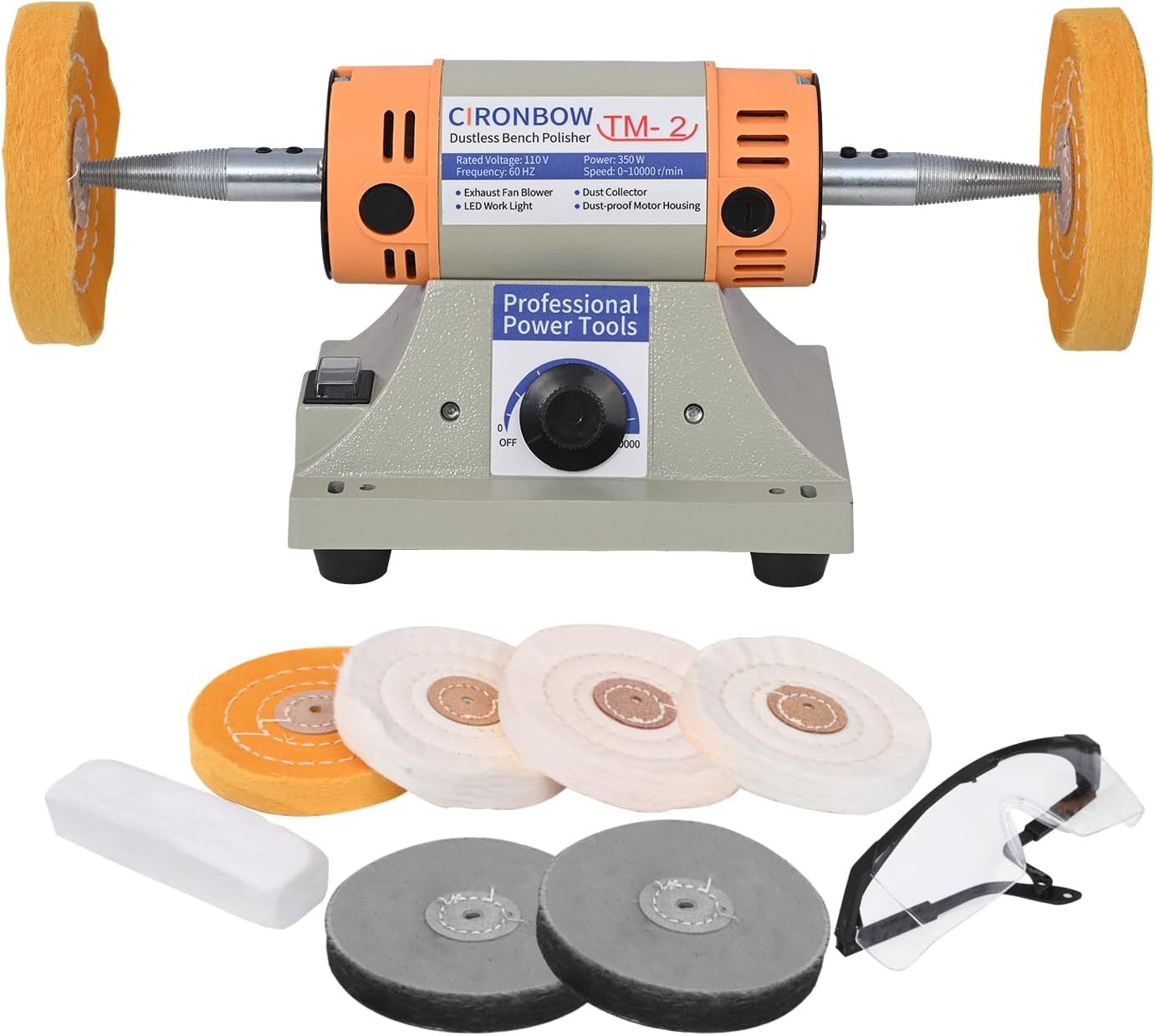 4&Prime; Jewelry Polisher & Adjustable Variable Speed Grinder Machine – With 6 Gray
