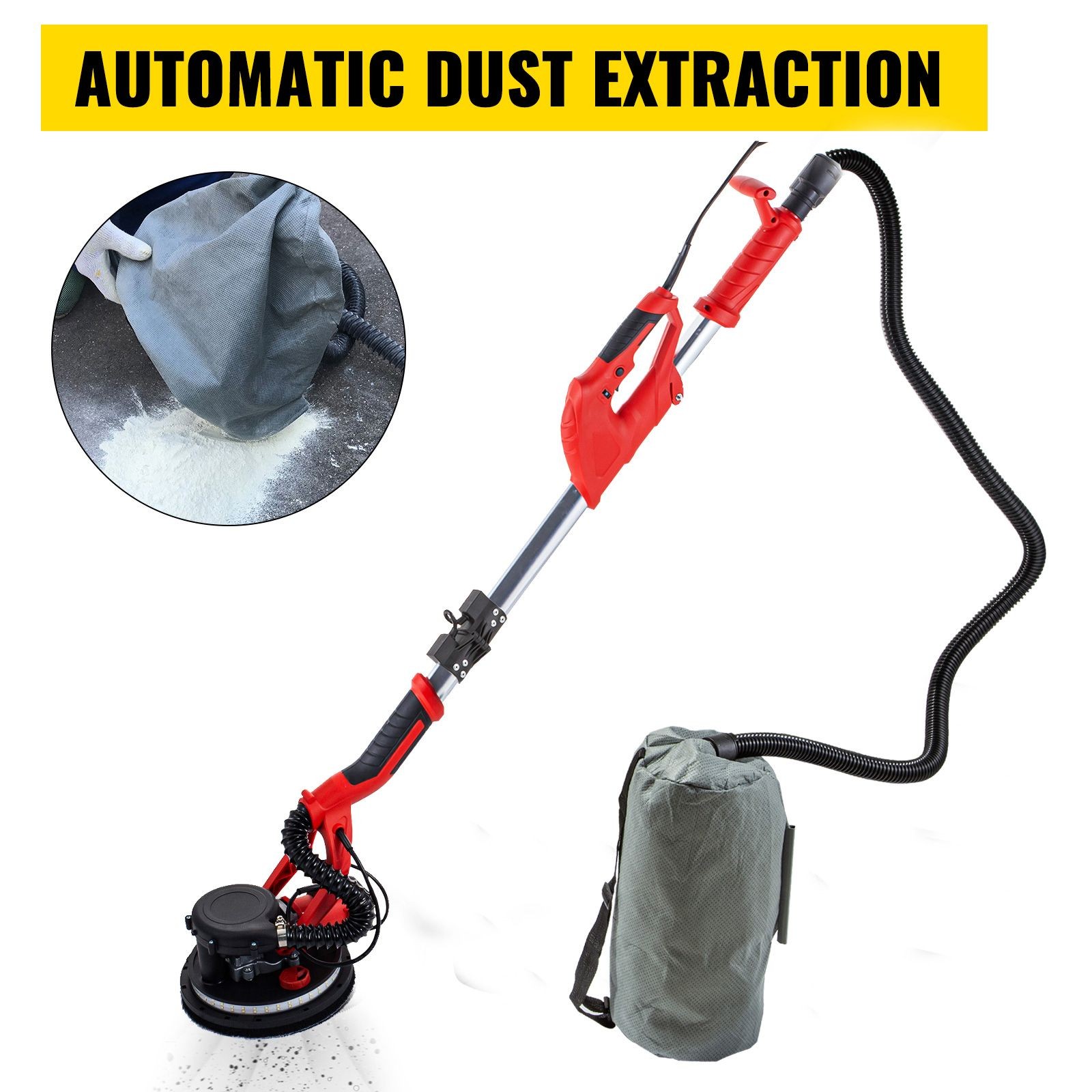 850W Electric Drywall Sander Variable Speed 800-1750 RPM LED Light