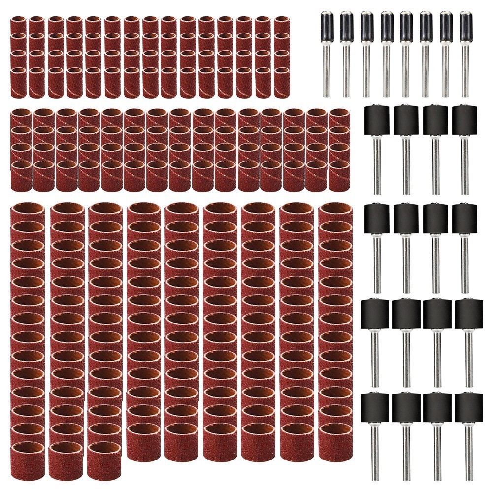384 Pcs Sanding Drum Kit Sander Sleeves With Mandrels for Dremel Rotary Tool